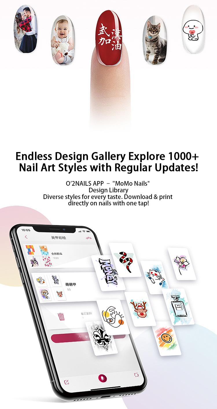 O2Nails 3D Robot Nail Printer - Smart Digital Art Tool for Kids & Salons, 2400 dpi, Long-Lasting Gel & Acrylic, Lightweight Portable Nail Care Device