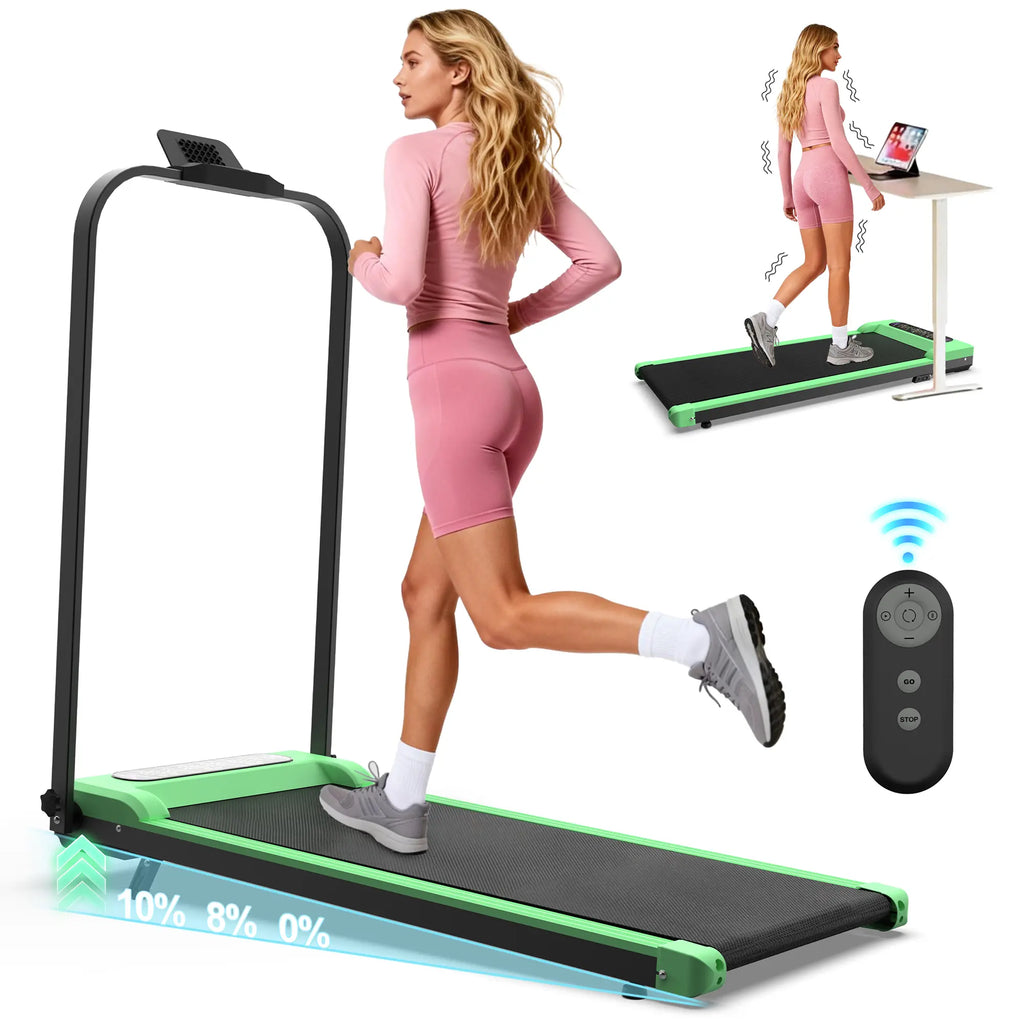 【SAVEYOUR】265LBS Foldable 2-in-1 Incline Treadmill & Under Desk Walking Pad with Vibration Pad,Portable Treadmill with Handlebars, Incline & Remote for Home Work Out in Small Spaces, Office Apartment Fitness Equipment