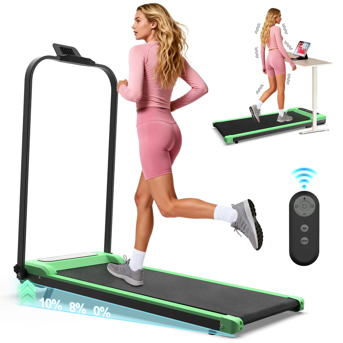 【SAVEYOUR】265LBS Foldable 2-in-1 Incline Treadmill & Under Desk Walking Pad with Vibration Pad,Portable Treadmill with Handlebars, Incline & Remote for Home Work Out in Small Spaces, Office Apartment Fitness Equipment