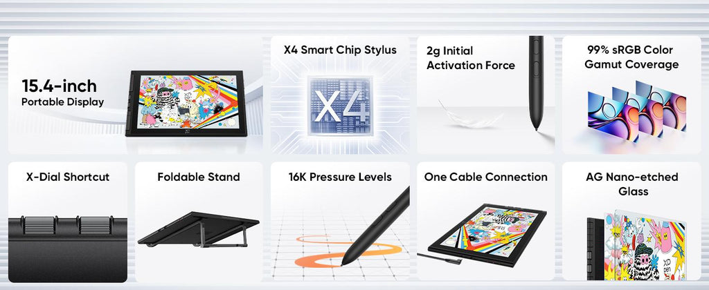 XPPen Artist 16 3rd Graphics Drawing Tablet 16K Pressure Levels 2 Dial 8 Customizable Shortcut Keys Upgraded X4 Smart Chip Pen Foldable Stand Anti-glare Screen for Art Education Illustration 3D Printing Support Windows Android,sohochic