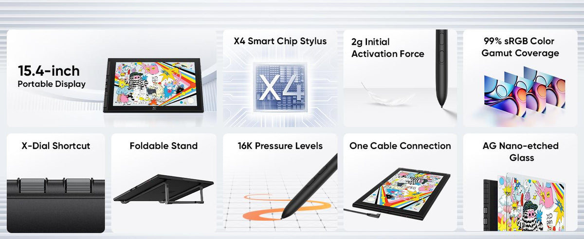 XPPen Artist 16 3rd Graphics Drawing Tablet 16K Pressure Levels 2 Dial 8 Customizable Shortcut Keys Upgraded X4 Smart Chip Pen Foldable Stand Anti-glare Screen for Art Education Illustration 3D Printing Support Windows Android,sohochic
