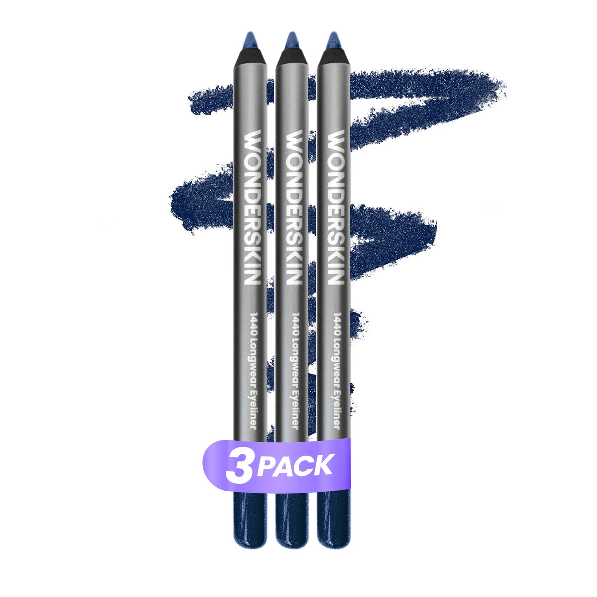 Wonderskin 1440 Longwear Eyeliner Trio Set (3-Pack) – 24HR Waterproof, Transfer-Proof & Smudge-Proof Eye Pencil with TruGlide Butter-Smooth Application | Ultra-Creamy High-Pigment Precision Liner | 12 Shades | Vegan & Cruelty-Free