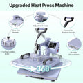 BIERUM 8-in-1 15x15in 360-Degree Swing Away 110V Digital Heat Press Machine - DIY Craft Tool with Sublimation, Digital Display, Cast Aluminum for T-Shirts, Mugs, Caps, Mouse Pads, Coasters, Jigsaw Puzzles (Specialty DIY Supply)