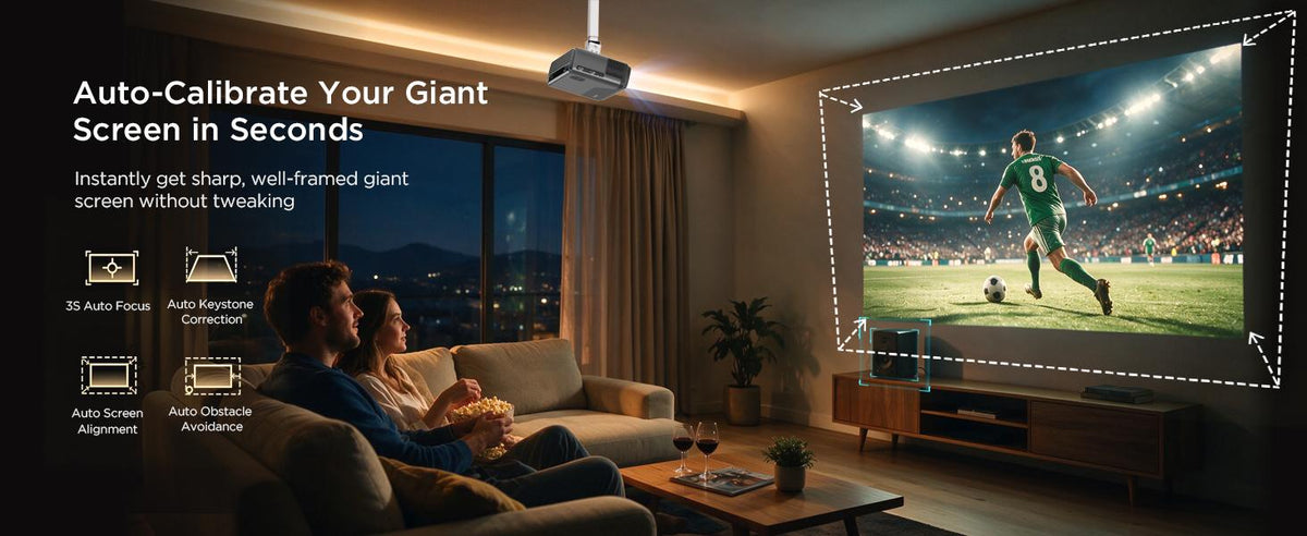 ZCGIOBN Portable Outdoor Smart 4K Projector with Google TV, 1400 Lumens, WiFi 6 + BT5.4, HDR10 Support, HDMI ARC, AI Auto Focus, Auto Keystone Correction, Voice Control, Dolby Audio, Dual-Band 2.4G/5G, Electronic Focus for Home Theater, Gaming