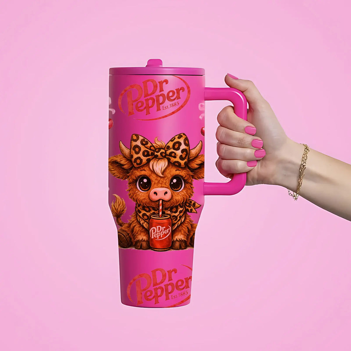 40oz Insulated Mug, Insulated Cups, Dr Pepper Soda Print Insulated Tumbler, Double-Wall Vacuum Insulated Stainless Steel with Straw Lid & Handle, Leak-Proof Thermal Mug Keeps Drinks Hot 12H and Cold 24H, Valentines Birthday Gift