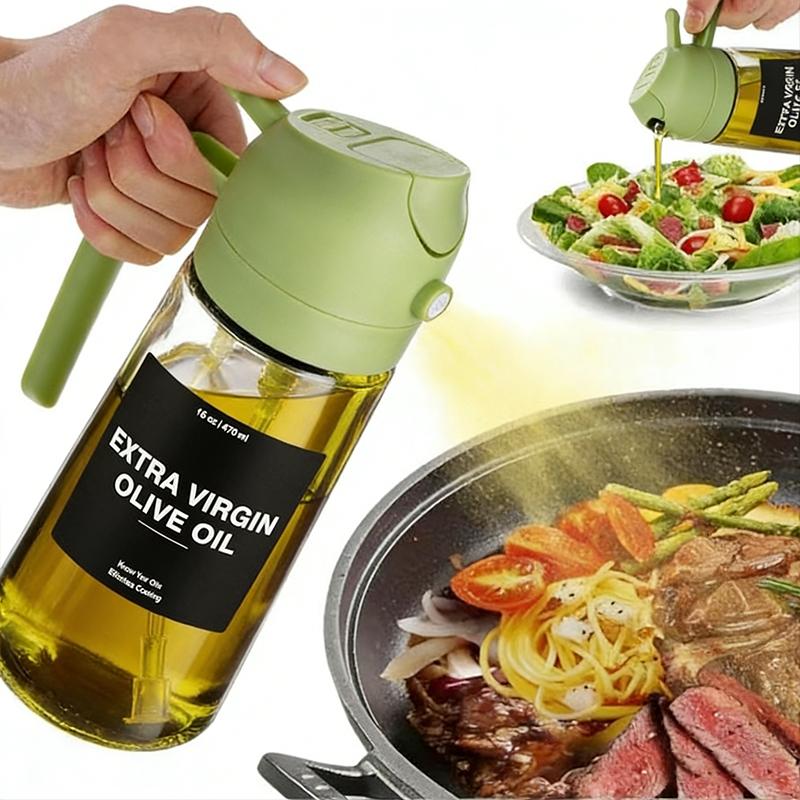 16 oz Glass Oil Spray Bottle, Oil Mister Spray Bottle for Cooking, 2-in-1 Olive Oil Sprayer and Kitchen Cooking Oil Dispenser, Glass Oil Bottle for Kitchen with 470 mL Aroma Mist Spray-and-Pour Design, Home Use Kitchenware, Kitchen Gadgets #GLOBAL...