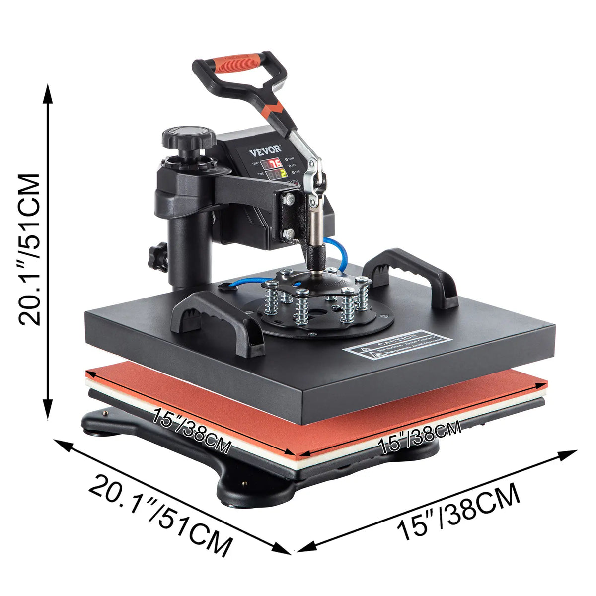 VEVOR 5-in-1 15x15 in Swing Away Heat Press Machine, 360° Swing Away Design, Dual LCD Digital Control, Adjustable Spring Plate, 2 Layers Thermal Insulation, Sublimation for T-Shirts & Letter Application, Household Iron Appliance, Tool Upgrade