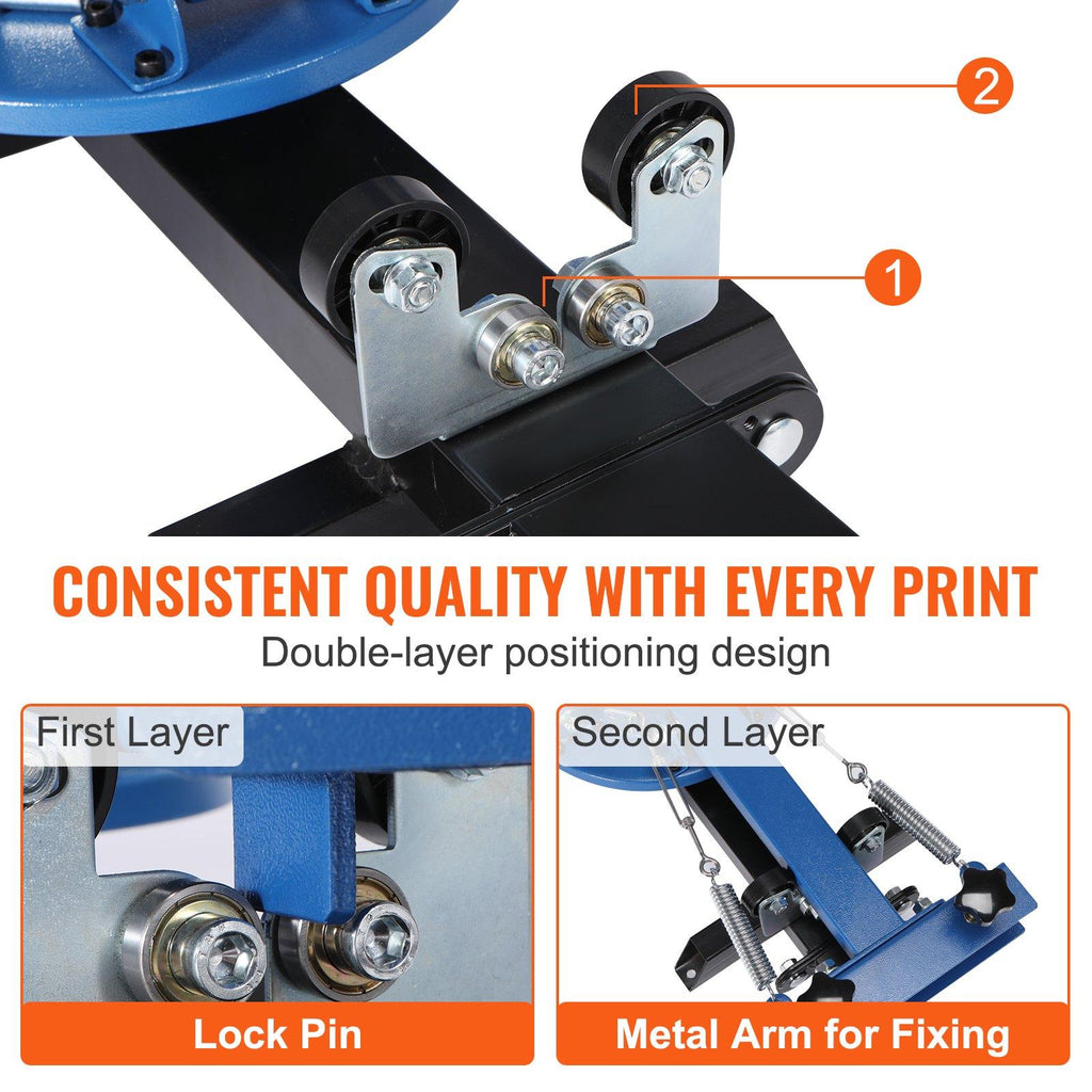 【toolupgrade】VEVOR Screen Printing Machine, 4 Color 4 Station 360 Rotable Silk Screen Printing Press, 21.2x17.7in Screen Printing Press, Double-layer Positioning Pallet for T-shirt DIY Printing