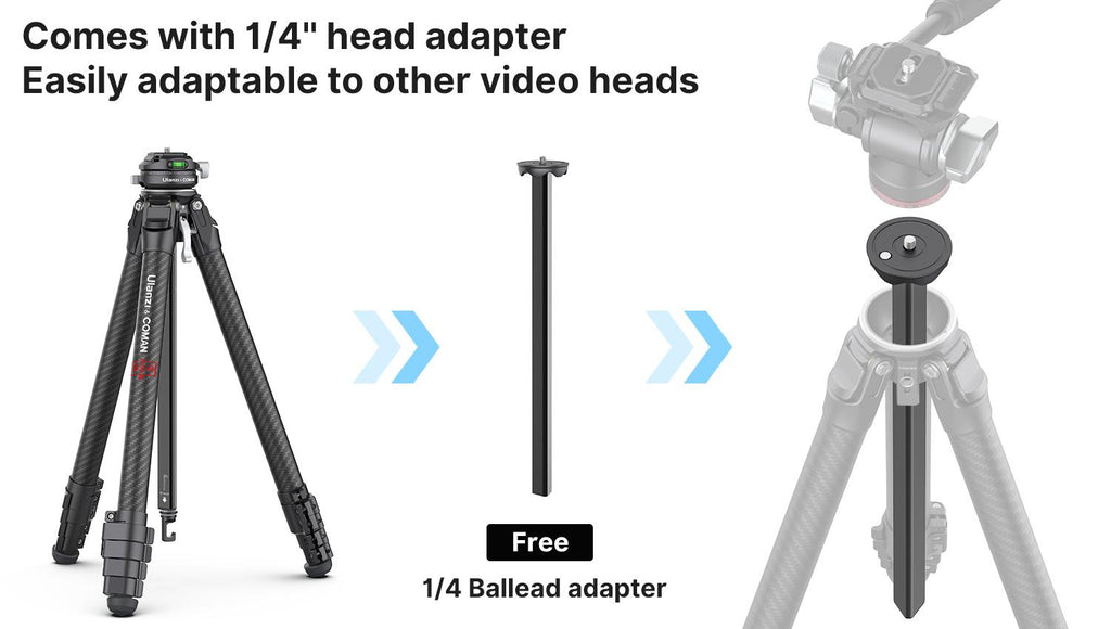 Ulanzi 3028 Lightweight Carbon Fiber Foldable Combo Tripod-Monopod with Arca Swiss, 0 Y Compatibility for Standing Photography (Cameras, Phones)