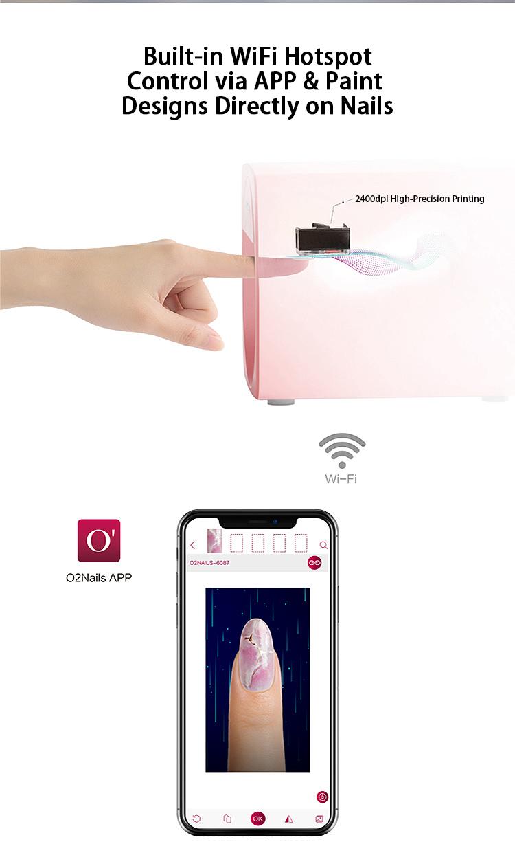 O2Nails 3D Robot Nail Printer - Smart Digital Art Tool for Kids & Salons, 2400 dpi, Long-Lasting Gel & Acrylic, Lightweight Portable Nail Care Device