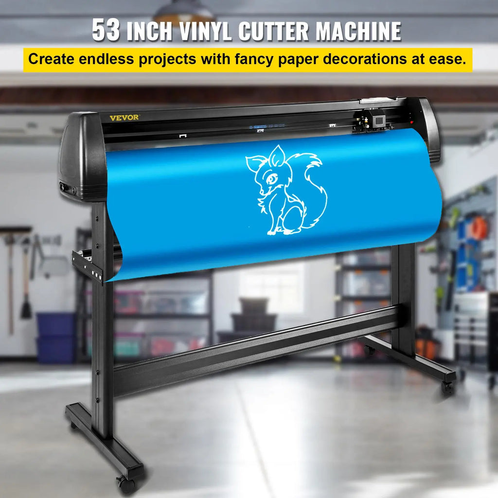 VEVOR 53"/135cm High Precision Vinyl Cutter Plotter Machine with Stand, LCD Screen, Signmaster Software, 0.04"/1mm Cutting Precision, Robust Performance, Windows OS Paper Feed Office Equipment for Signage, Sticker Cutting, Versatile Uses Tool Upgrade