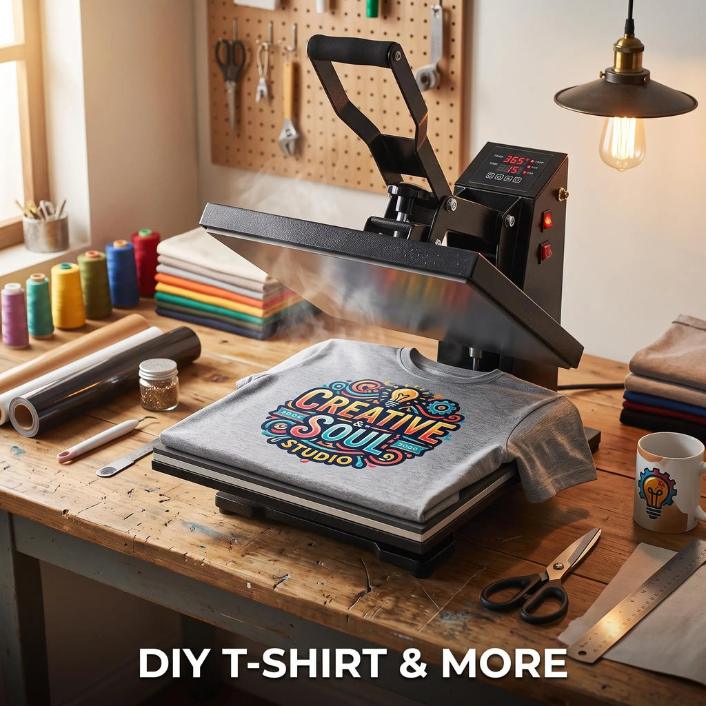 15x15ft Upgraded Heat Press Machine, t-Shirt Sublimation Heat Transfer with Teflon Coating 110V