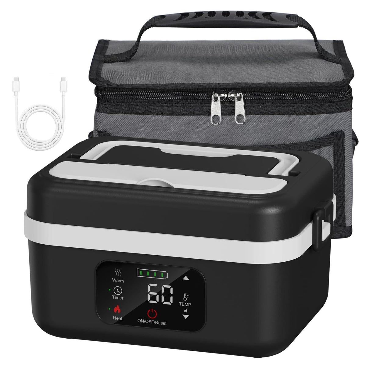 Rechargeable Cordless Self-Heating Lunch Box Portable Food Heater, Heat Up Lunch Box Portable, Heatable Lunchbox, Heated Lunchbox, Thermal Heated Meal Container for Meal Prep, Office, Travel, Car, Picnic and Outdoor Use, Ideal Gift #GLOBAL PICKS