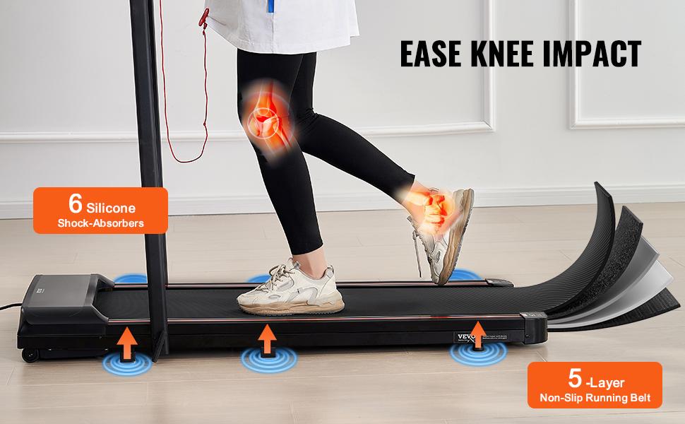 【toolupgrade】VEVOR 2-in-1 Under Desk Treadmill, 15.6"x42"/396x1065 mm Anti-Slip Surface Belt, 2.5HP Motor, 0.6-7.6 mph Walking/Run Speed, Shock Absorb, Collapseable Portable Pad, Handle Bar, Remote Control, LED Display, 265 Lbs Capacity for Home O...