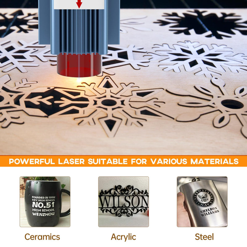 S9 5.5W Laser Engraver, 0.06mm High-Precision Laser Engraving Equipment, Supports 15mm Wood/10mm Acrylic Cutting, Suitable for Laser Engraving on Wood, Metal, Acrylic, and Leather