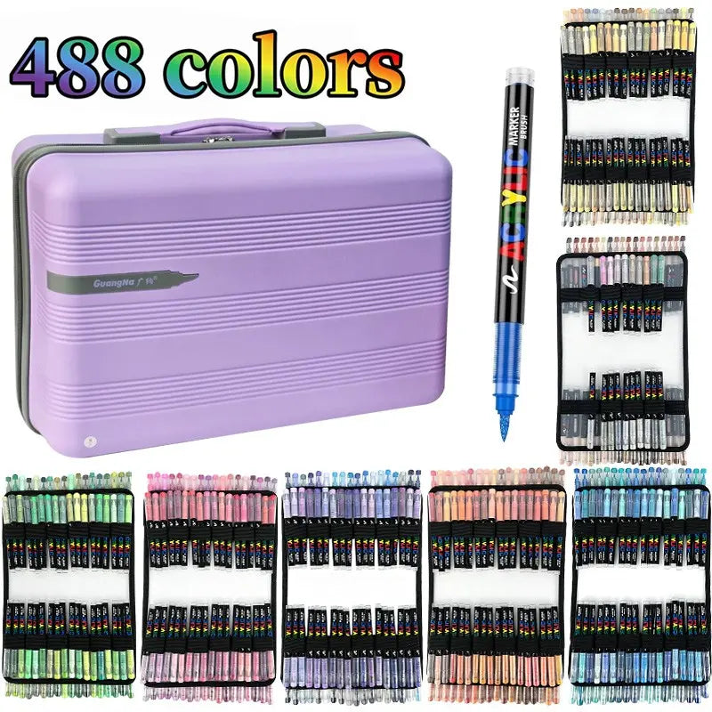 488 Color Marker Gift Box, Handheld Storage Case, Flexible Soft Tip, High Saturation DIY Art Brushes, Perfect for Creative Projects