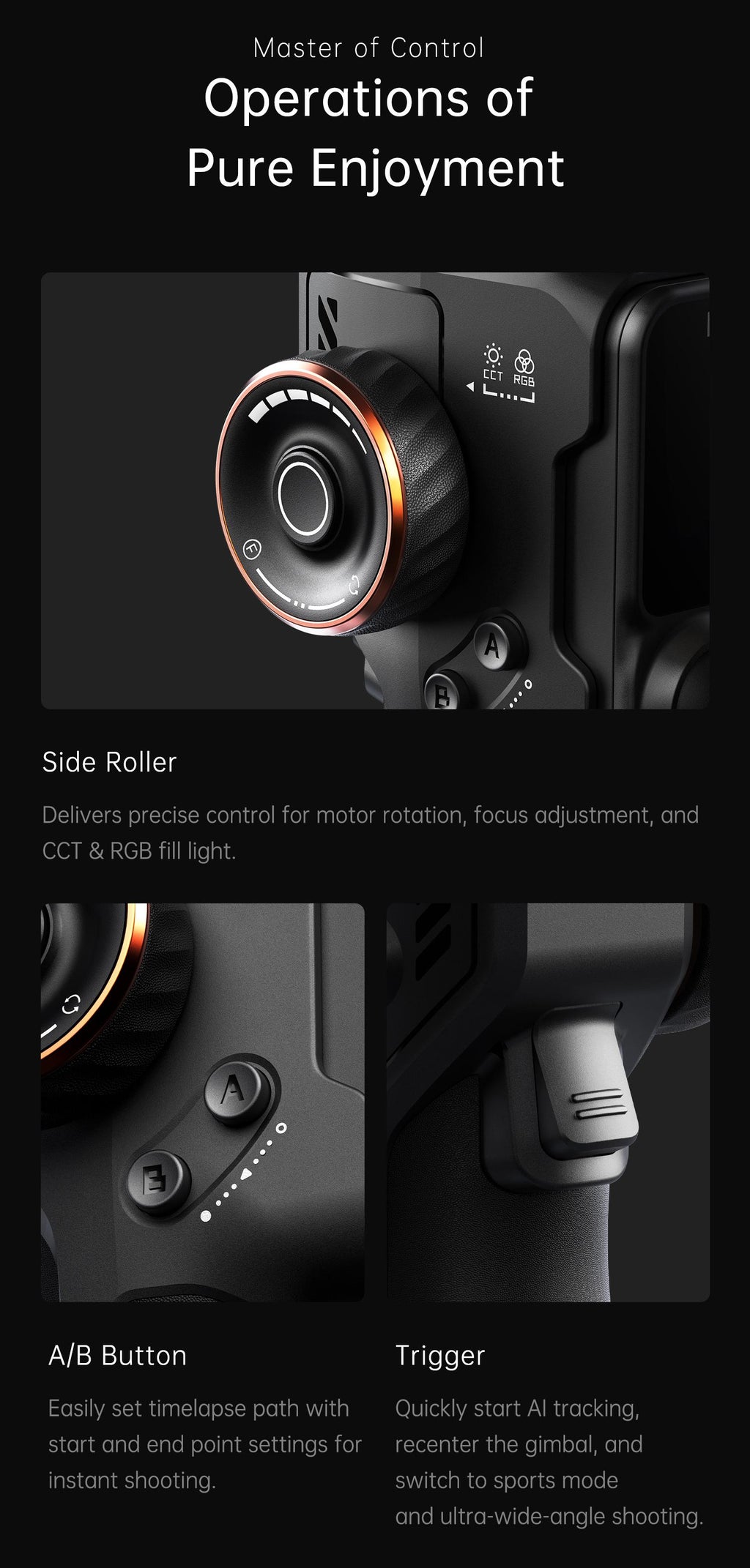 Hohem iSteady M7 Kit 3-Axis Camera Gimbal Stabilizer for iPhone/Android Smartphones, Mobile Phone Accessory for Content Creators with Magnetic Fill Light, AI Tracking Sensor, 1/4-inch Color Touchscreen Display, Detachable Remote, 500g Max Payload
