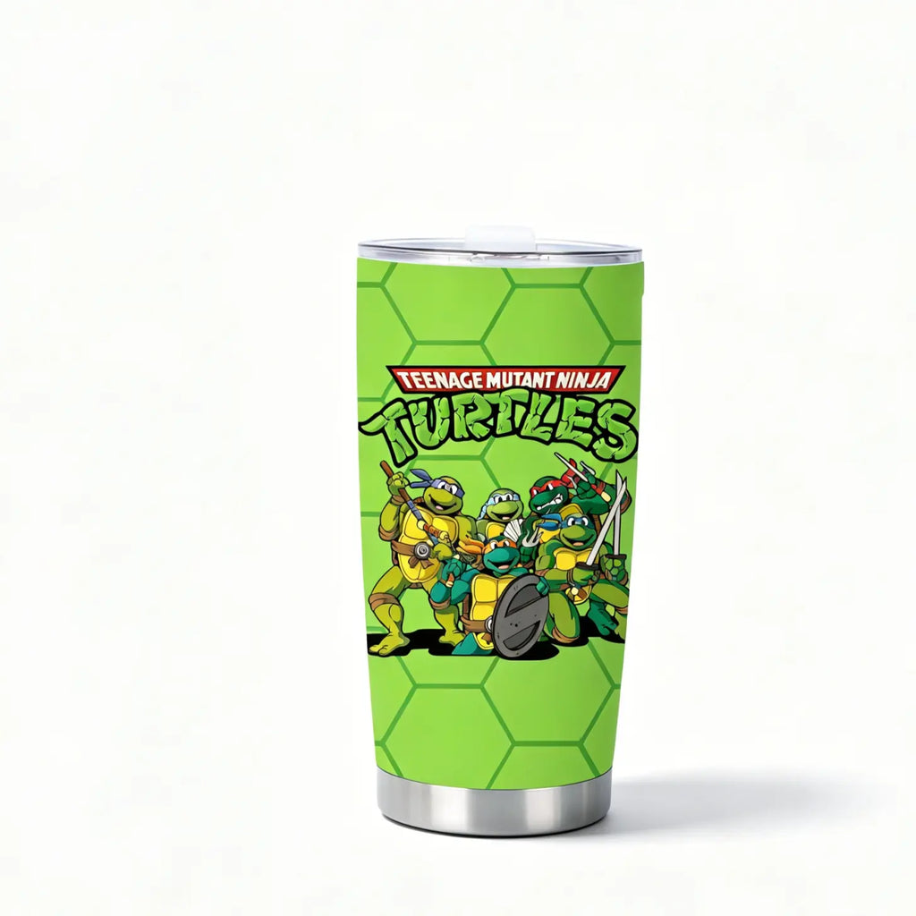 1 Pc 20oz insulated mug, Insulated travel tumbler, double wall, leak proof, with handle and lid, skinny design, for hot cold drinks, keep hot 12h cold 24h, Teenage Mutant Ninja Turtles print, gift for kids teens, tumbler, Insulated Tumblers
