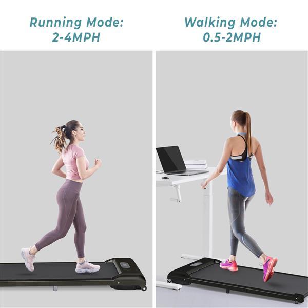 ROCKRAF 2 in 1 Electric Treadmill 2.5HP，Black,flat treadmill, Under Desk, foldable ultra-thin silent multi-functional indoor small, Remote Control, Display, Walking Jogging Running Machine Fitness Equipment for Home Gym Office
