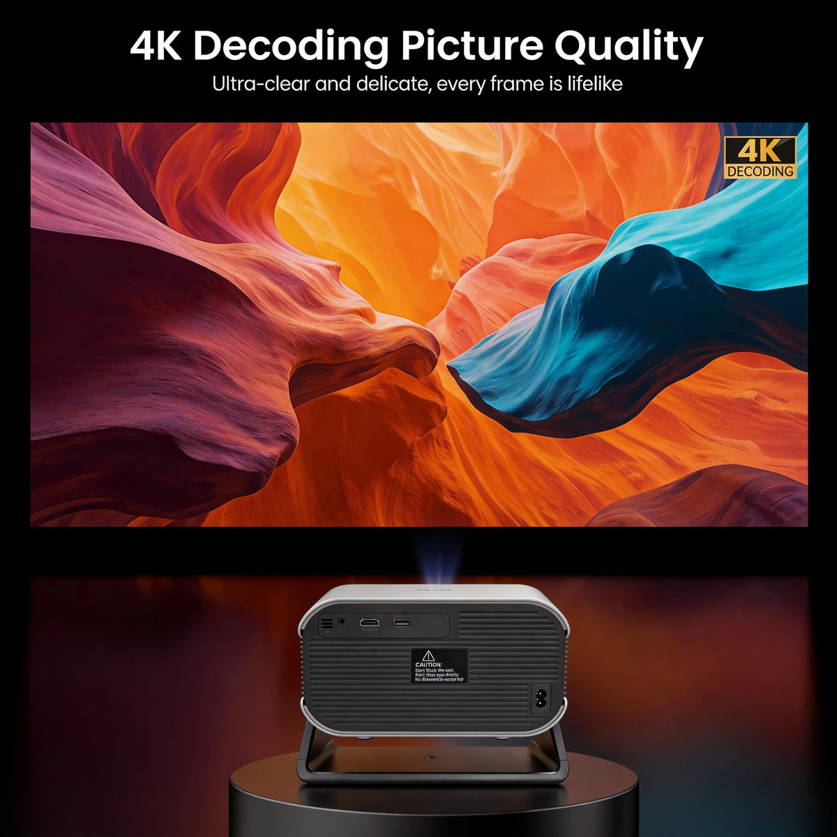 4K Projector with WiFi 6, Bluetooth 5.2, 1200 ANSI Lumens, Native 1080P, 100% Offset, Auto Keystone, Electric Focus, USB, Built-in Audio & Stand for Outdoor Home Theater - Google TV, Netflix, YouTube, Prime Video, Disney+ Compatible