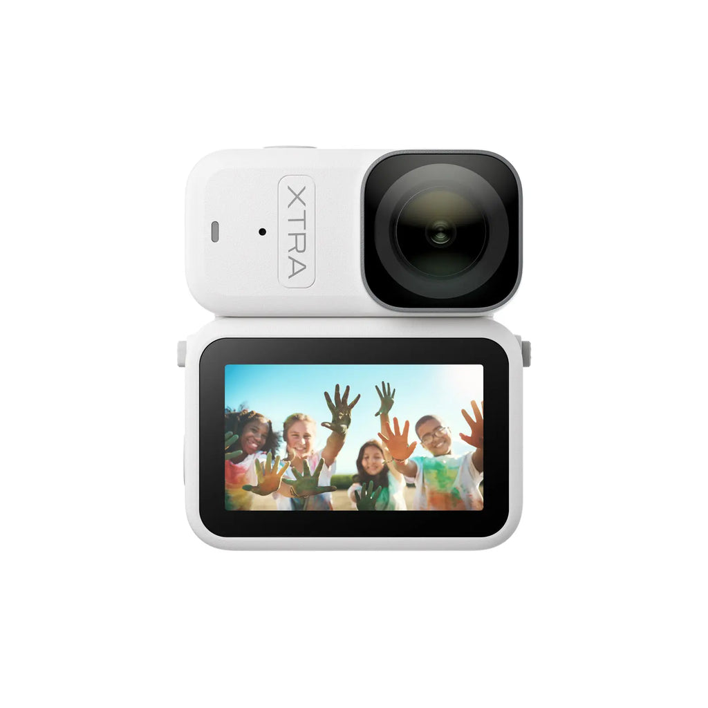 Xtra Atto Wearable 4K Action Camera, 54 g, Light and Compact, 1/1.3″ Sensor, 4K/60fps Video, 220‑Min Max Recording, 5-Min Pre-Recording, Built-in Stabilization, 128GB Storage, 600MB/s Fast Transfer