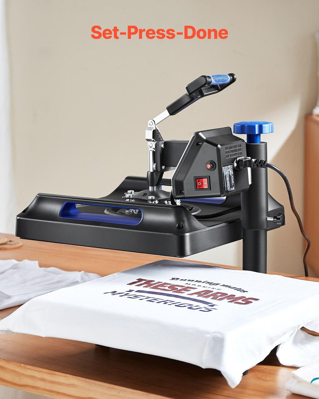 VEVOR 5-in-1 Heat Press Kit, 15x15in 360° Swing Away Hand Tool, 1000W Digital Display Control, Quick Heating, Anti-Burn Safety, Non-Stick Coated, 20.07x15.75x18.51in, Ideal for T-Shirts, Hats, Caps, Mugs