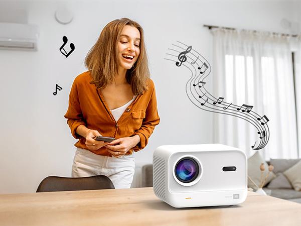 [Yaber L2S Projector & JBL Sound]1080P Projector with WiFi 6 and Bluetooth,Seamless Autofocus Portable Movie Projector, Home Theater Projector for iPhone/TV Stick/HDMI/USB/Laptop/PS5-White