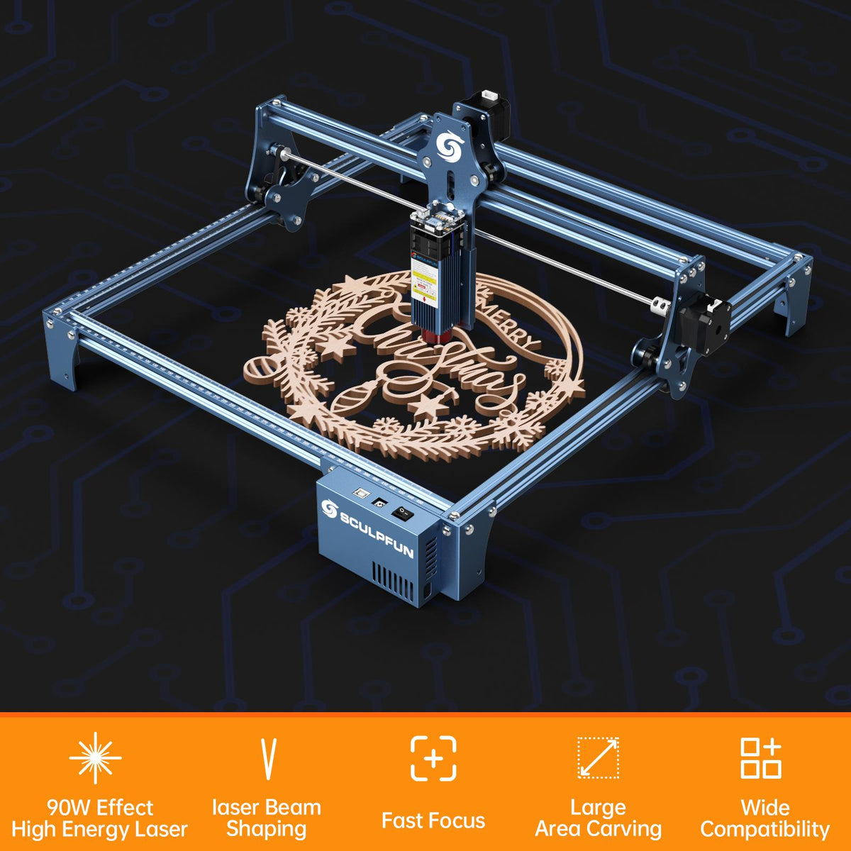 S9 5.5W Laser Engraver, 0.06mm High-Precision Laser Engraving Equipment, Supports 15mm Wood/10mm Acrylic Cutting, Suitable for Laser Engraving on Wood, Metal, Acrylic, and Leather