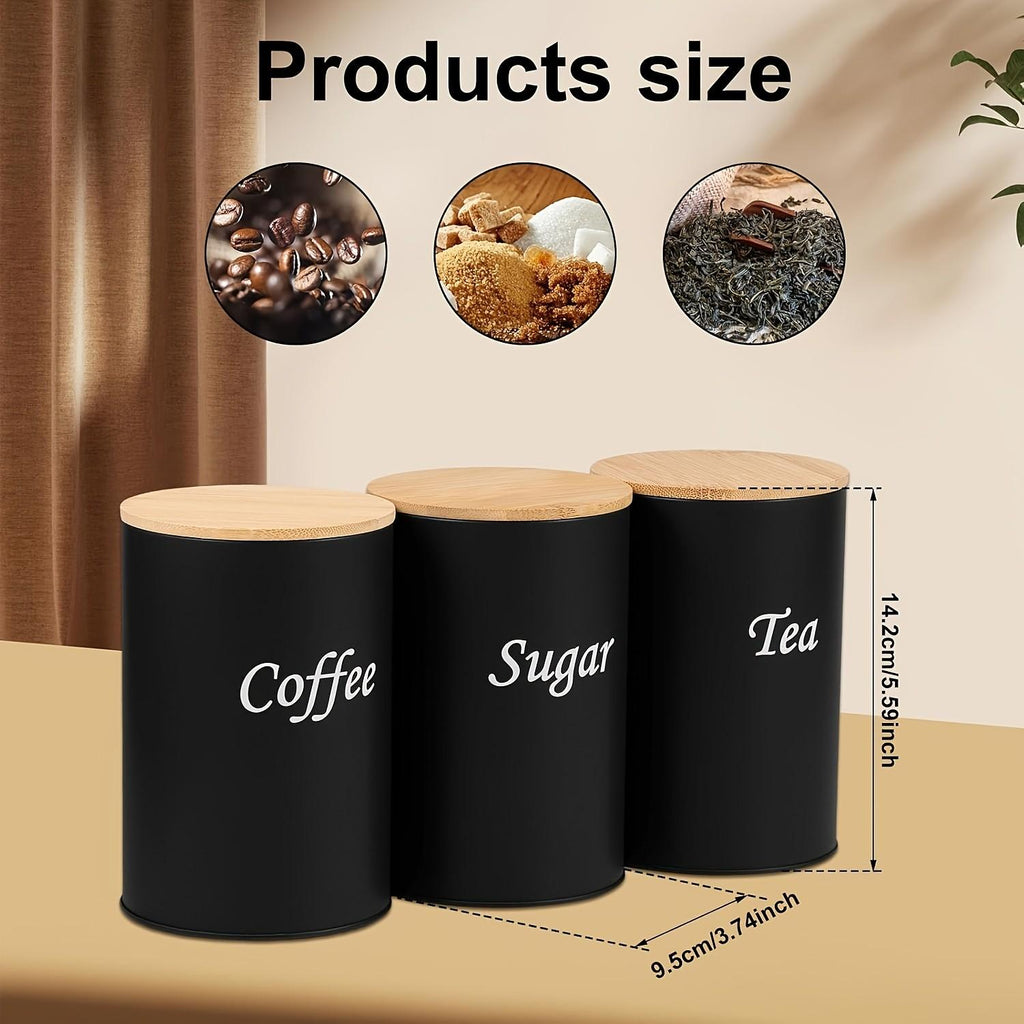 3-Piece Set Of Metal Round Cans, Stainless Steel Canister, Stainless Steel Containers, Coffee Storage Canisters For Tea, Coffee, Sugar, Reusable, Suitable For Kitchens, Offices, Multi-Purpose Storage