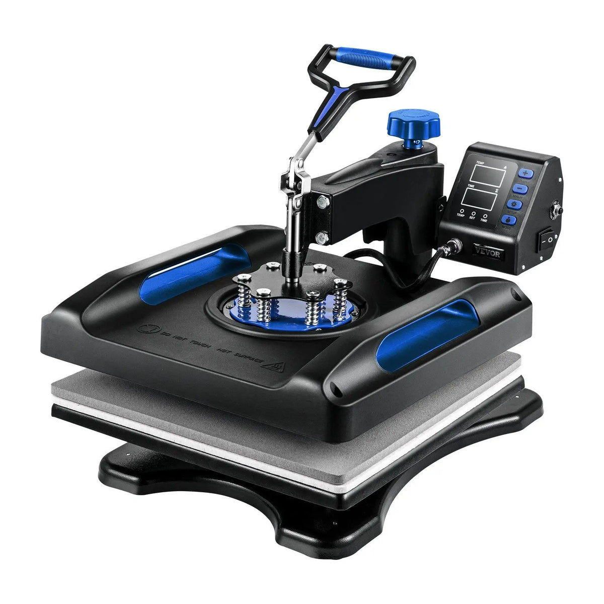 【Fallpicks】VEVOR Multifunction Digital Display Heat Press DIY Kit, 15x15 in Large Surface, 360° Rotatable Swing Away, Dual-Tube 5℃ Even Heating, Silicone Buttons Comfy, Blue Home Iron Appliance for T-Shirts, Caps, Mugs
