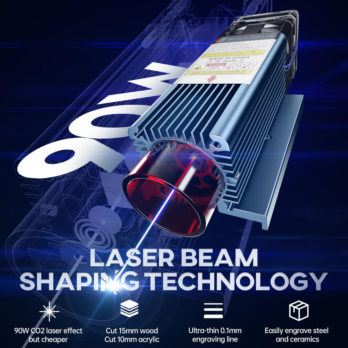 S9 5.5W Laser Engraver, 0.06mm High-Precision Laser Engraving Equipment, Supports 15mm Wood/10mm Acrylic Cutting, Suitable for Laser Engraving on Wood, Metal, Acrylic, and Leather