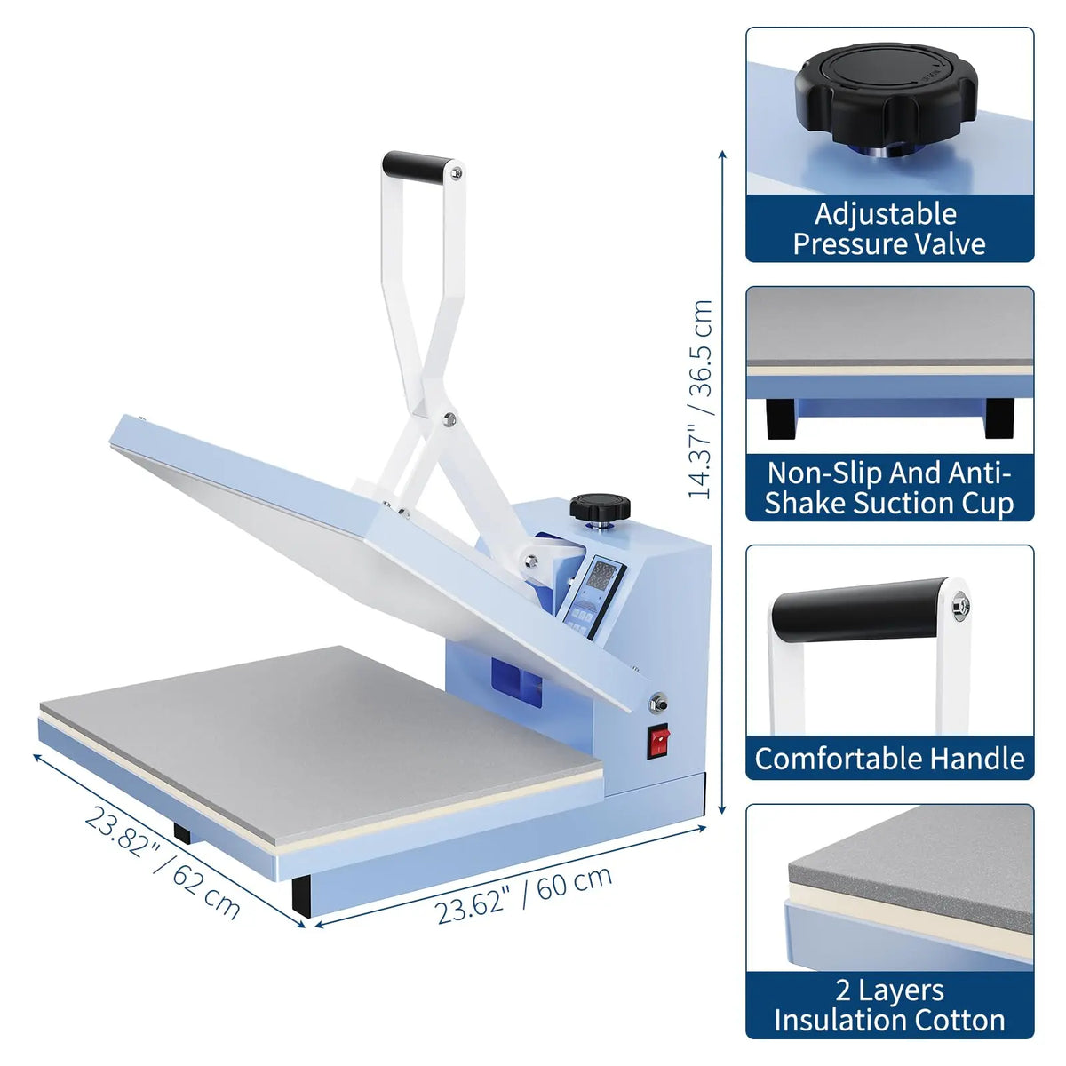 16x20 Professional Clamshell Heat Press Machine for Sublimation Transfer on T-Shirts with Fast Heating and Digital Precise Temperature Control, Industrial Grade Heat Transfer Equipment
