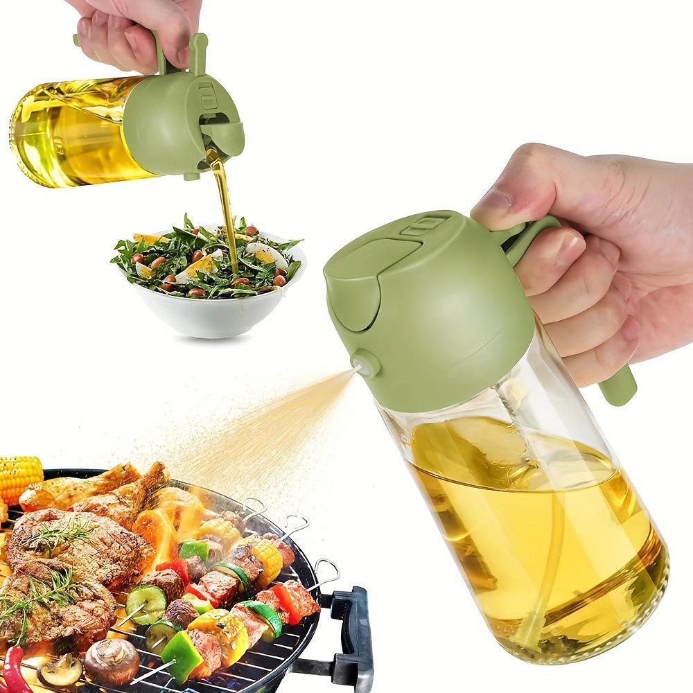 16 oz Glass Oil Spray Bottle, Oil Mister Spray Bottle for Cooking, 2-in-1 Olive Oil Sprayer and Kitchen Cooking Oil Dispenser, Glass Oil Bottle for Kitchen with 470 mL Aroma Mist Spray-and-Pour Design, Home Use Kitchenware, Kitchen Gadgets #GLOBAL...