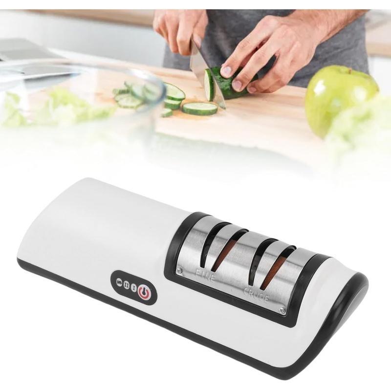 Rechargeable Electric Kitchen Knife Sharpener, Compact Portable Cordless Knife Sharpener with Diamonds for Steel Knives and Fruit Knife, 2 Stage Automatic Knife Sharpening Helps Restore & Polish Blades Quickly