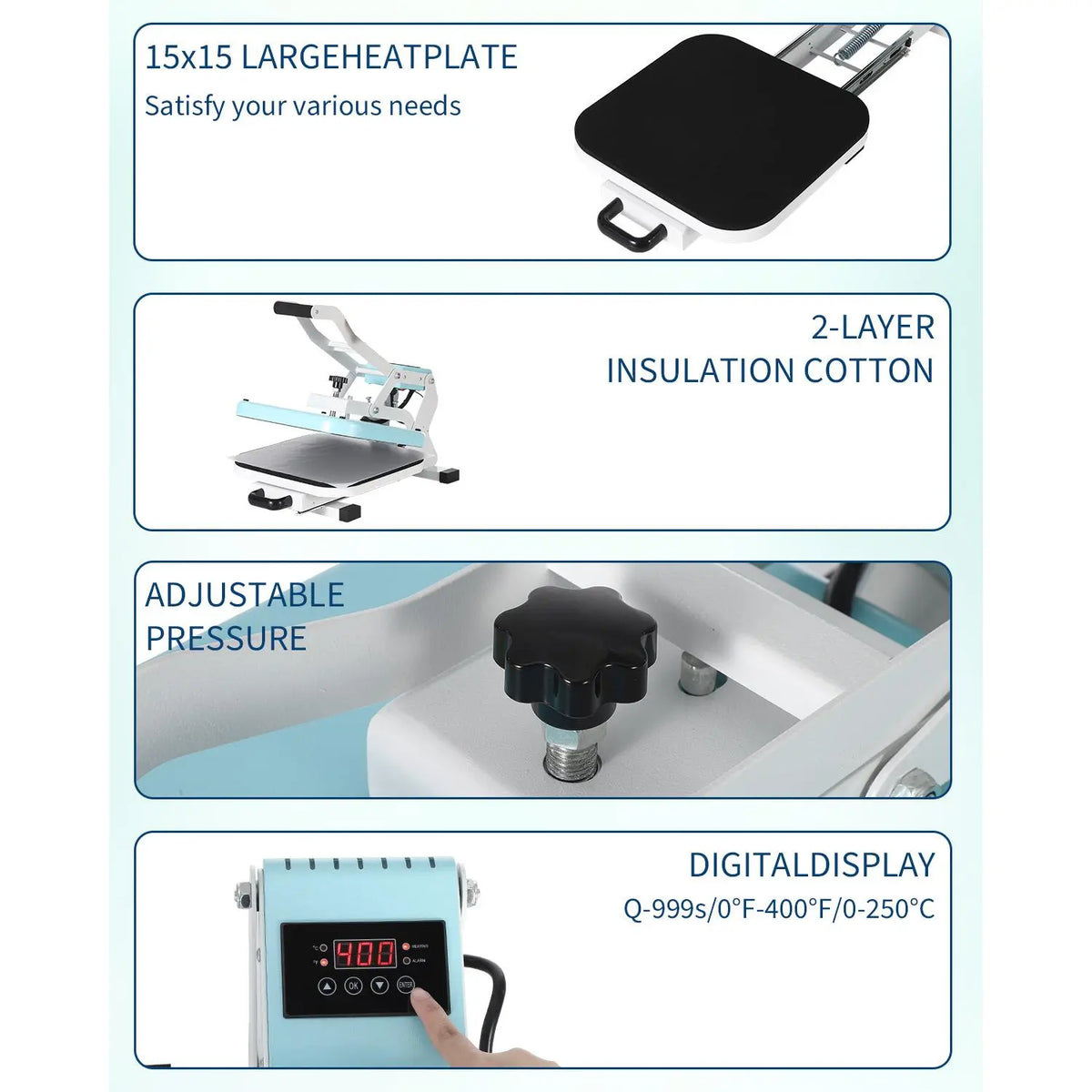 Hosslly 15x15in Heat Press Machine - Professional Slide-Out Sublimation & Vinyl Transfer Tool - Industrial Digital Printmaker for T-Shirts, Tote Bags, Polyester Items, Mouse Pads - DIY Sewing & Crafts Supplies