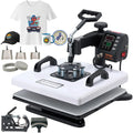 【Fallpicks】VEVOR 15 x 15 in 8-in-1 Multifunctional Heat Press Machine Kit, PTFE Coated, 360° Swing Away Design, Dual-Tube Fast Even Heat, Digital Controller, for T-Shirts, Mugs, Caps, Applying Letters (3D Printing Supplies)