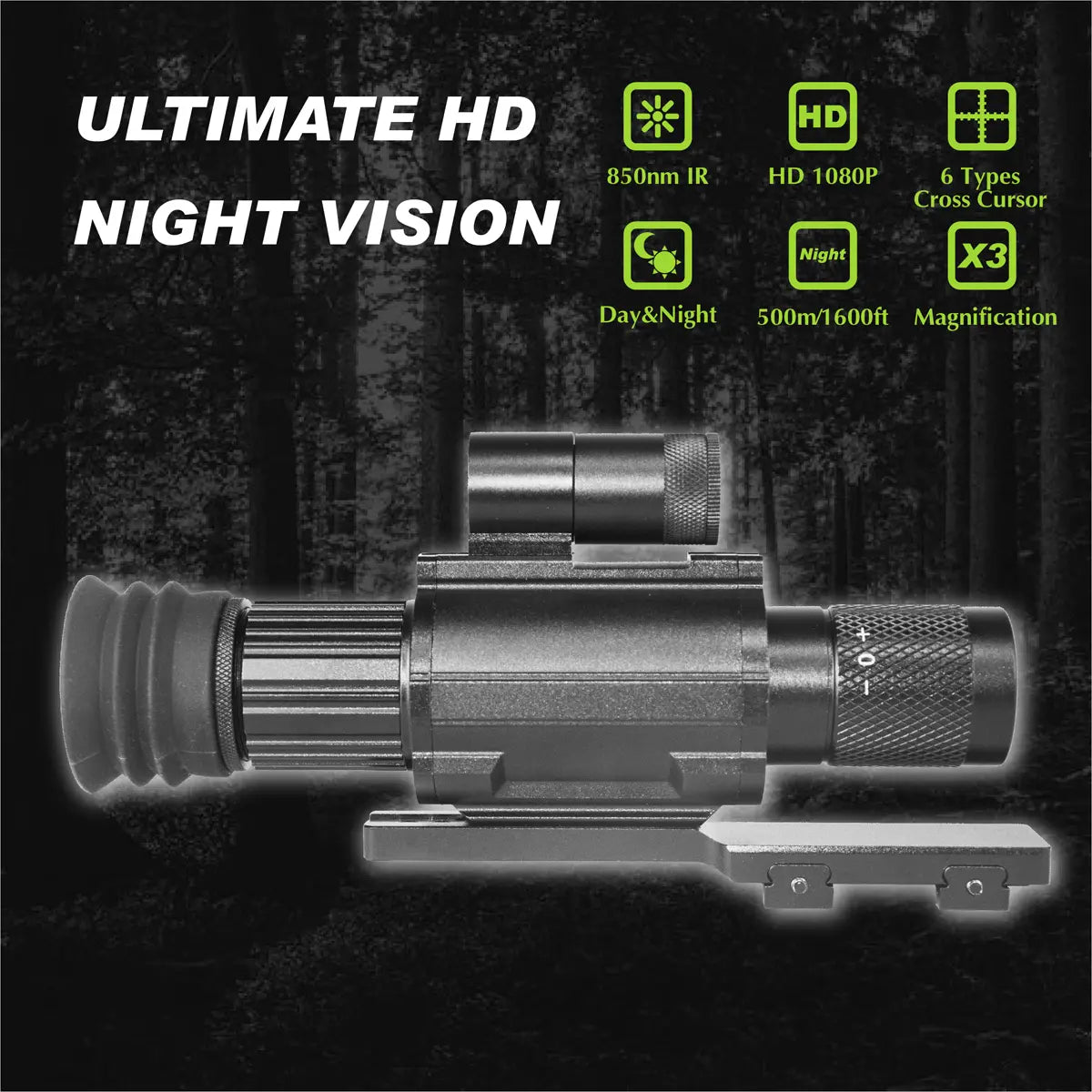 Digital Night Vision Monocular Telescope - Handheld Single Unit with Night Vision Technology, 3X Zoom Lens, Fixed Focus, 850nm IR Fixed, Digital View for Clarity, Outdoor Hunting Camping Gear