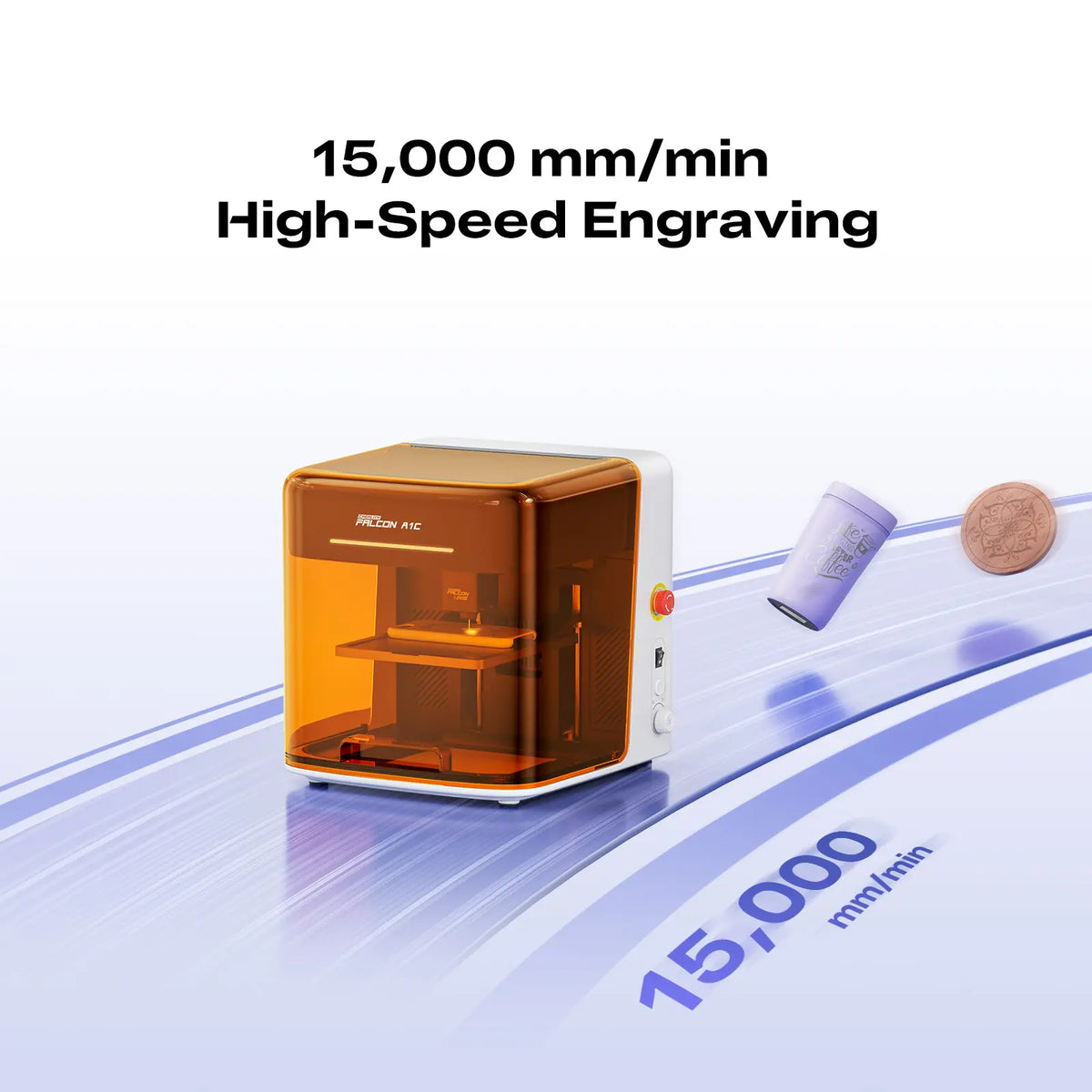 Creality Falcon A1C Laser Engraver with AI Camera, 15000mm/min High Speed Engraving, 150x150x148mm Working Area, Ideal First Laser Engraver for Home Users