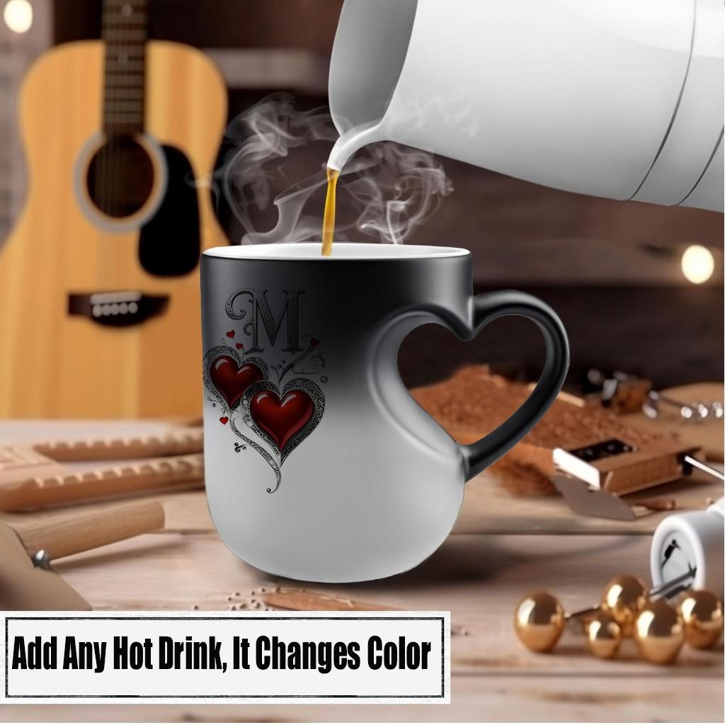 Vintage Shimmering Heart Fun Ceramic Mug, Thermosensitive Magic Color-Changing Beverage Mug, 11oz/330ml, Coffee Cups, Perfect Mother's Day Gift, Ideal for Friends, Lovers & Mothers, Novelty Coffee Mugs #GLOBAL PICKS