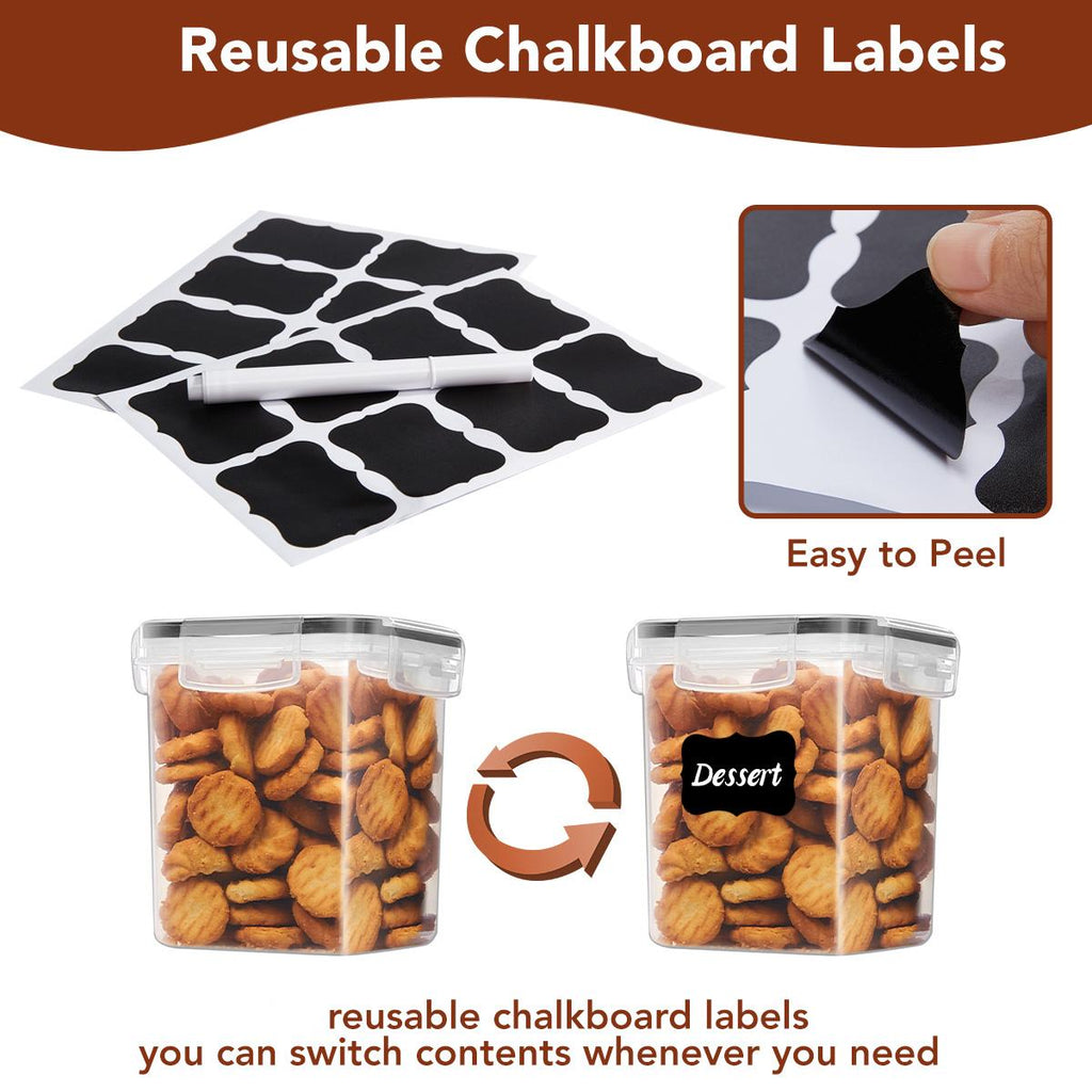 Plastic Leak-Proof Food Storage Containers (6/12/24pcs) with See-Through Lids, Stackable Kitchen Gadgets for Storage Organization, Microwave-Reheat Safe for Cereal, Rice, Pasta, Flour & Sugar, Transparent