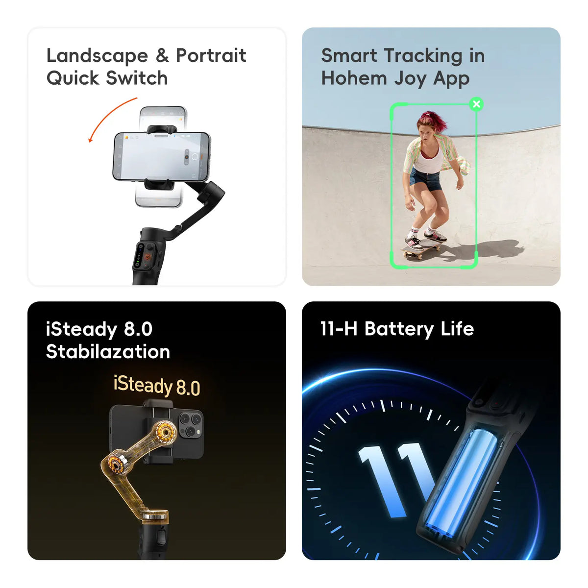 2 pack：Hohem iSteady X3 SE Gimbal, 3-Axis Handheld Phone Gimbal Stabilizer, Detachable Remote Control, Portable Phone Video Rig Stabilizers & Supports for iPhone 17 Series & Android, Ideal for Travel Vlogging