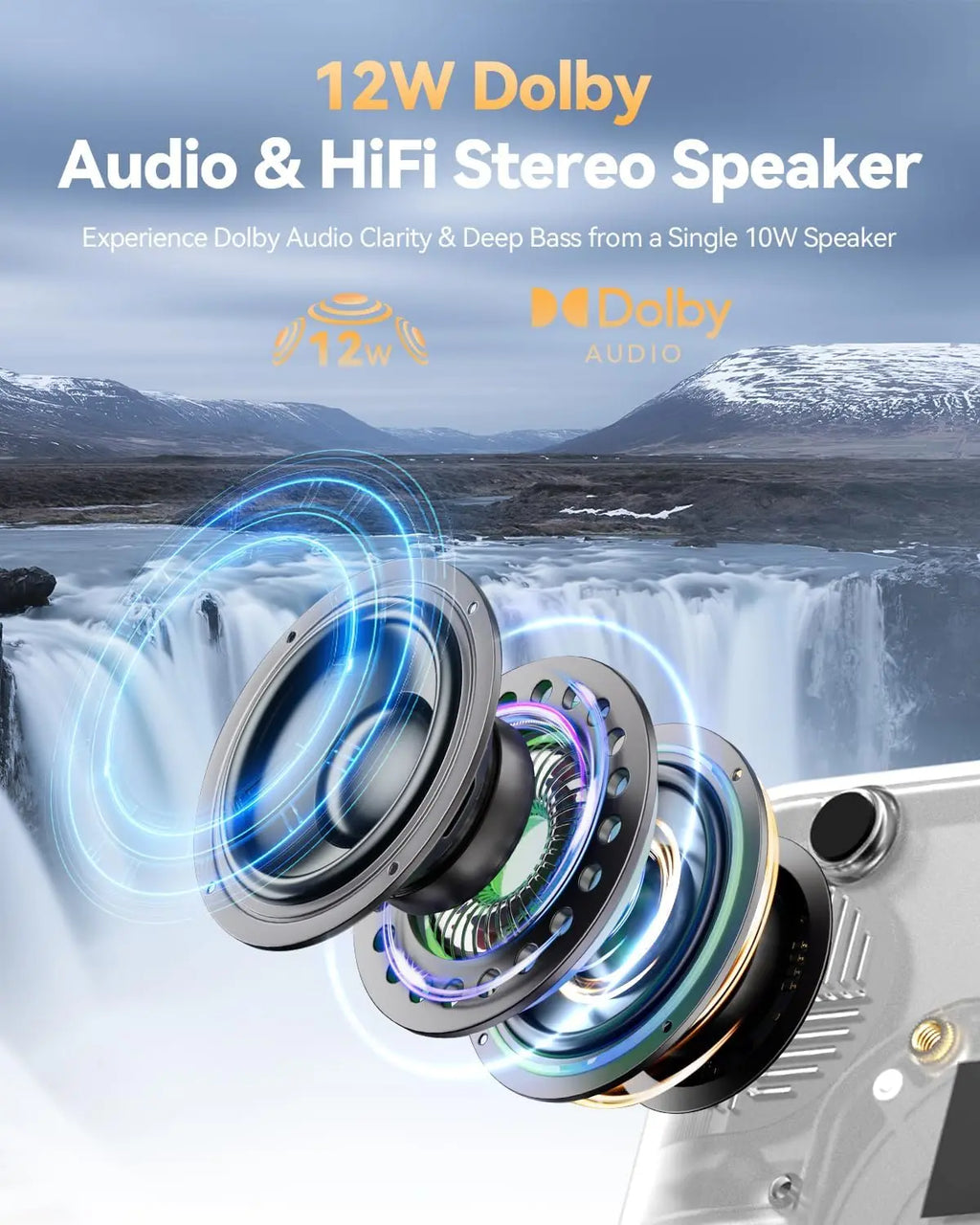 4K Projector with WiFi 6, Bluetooth 5.2, 1200 ANSI Lumens, Native 1080P, 100% Offset, Auto Keystone, Electric Focus, USB, Built-in Audio & Stand for Outdoor Home Theater - Google TV, Netflix, YouTube, Prime Video, Disney+ Compatible