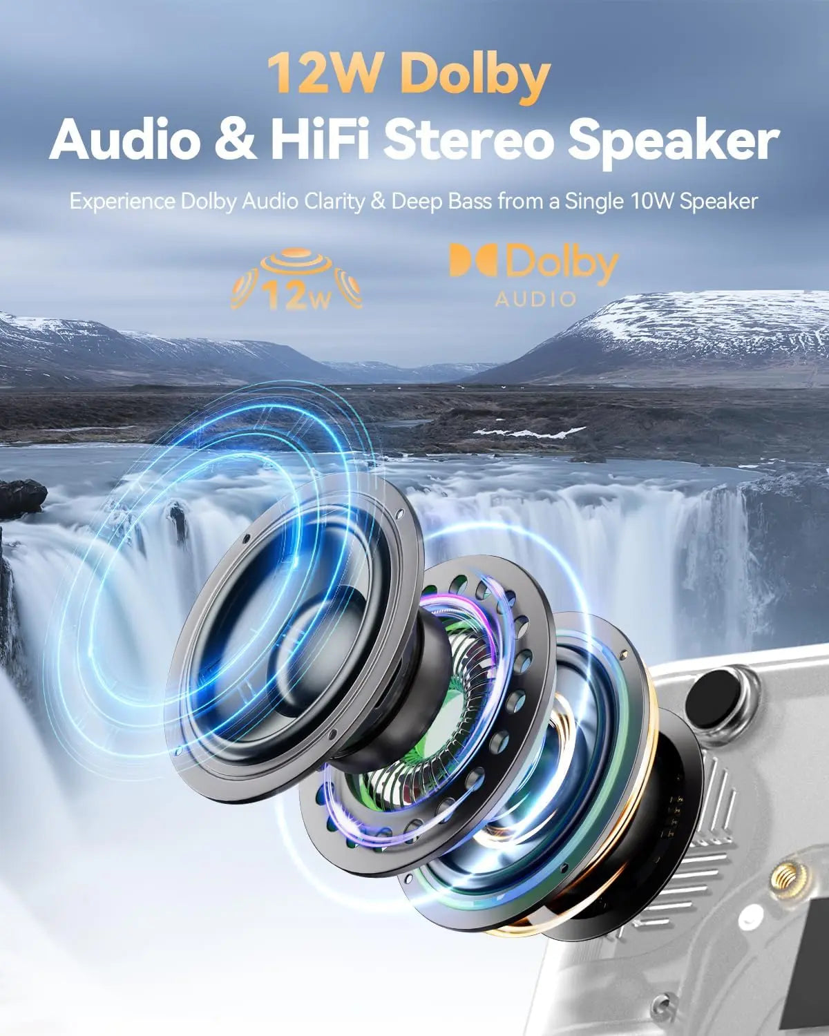 4K Projector with WiFi 6, Bluetooth 5.2, 1200 ANSI Lumens, Native 1080P, 100% Offset, Auto Keystone, Electric Focus, USB, Built-in Audio & Stand for Outdoor Home Theater - Google TV, Netflix, YouTube, Prime Video, Disney+ Compatible