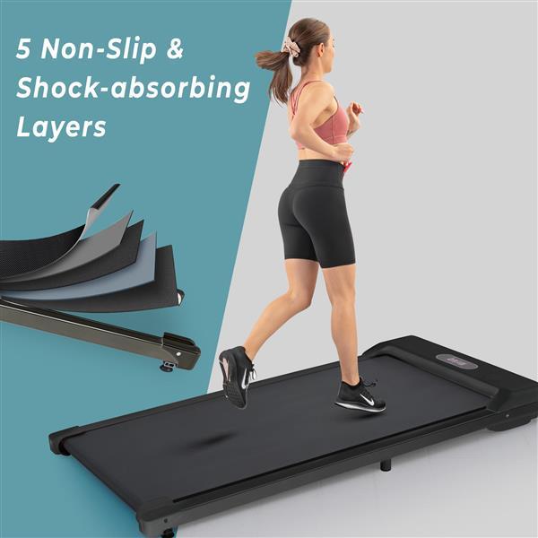 ROCKRAF 2 in 1 Electric Treadmill 2.5HP，Black,flat treadmill, Under Desk, foldable ultra-thin silent multi-functional indoor small, Remote Control, Display, Walking Jogging Running Machine Fitness Equipment for Home Gym Office