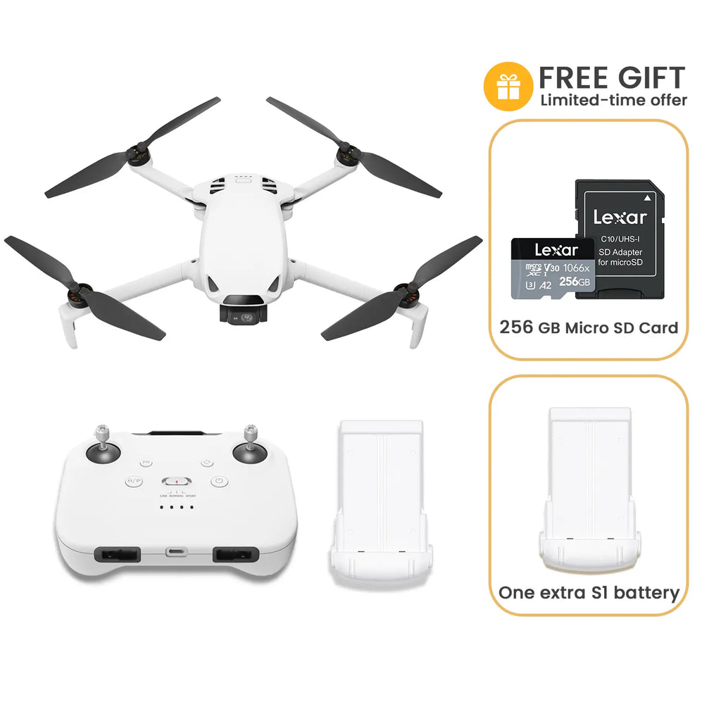 Skyrover S1 Mini Quadcopter Drone (Accessories Included: Free Lexar 256G Professional Micro SD Card, Extra Battery), 4K/60fps Camera, 3-Axis Gimbal Stabilization, 39000ft Video Transmission, 40-Min Flight Time, Lightweight Under 249g, Auto Trackin...