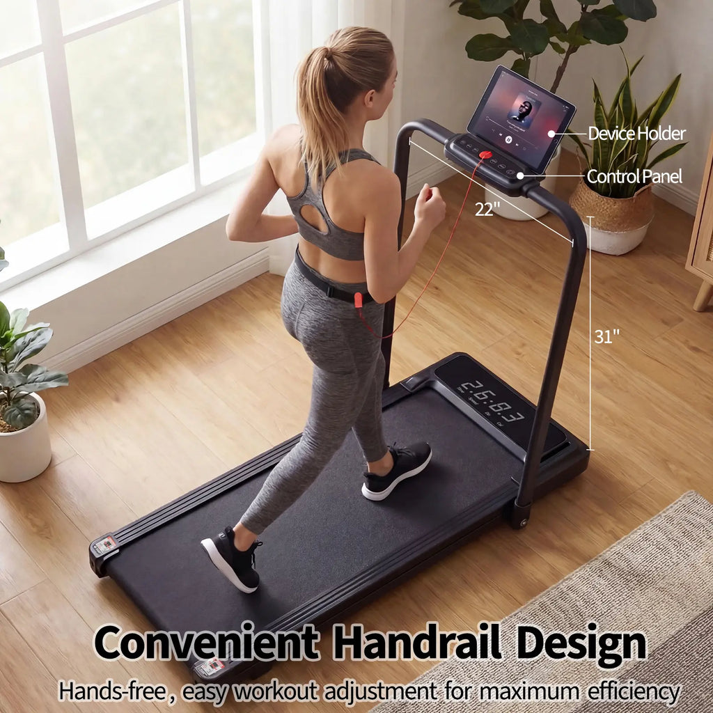 Sweetcrispy 3-in-1 Compact Armless Frame Walking Pad - Quiet, Anti-Slip Surface, Portable Space Saver, 200 lbs Cap., Home Gym Cardio Equipment for Home & Office Workouts