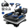【toolupgrade】VEVOR Heat Press Machine 15 x 15 Inch 8 in 1 Heat Press 800W Sublimation Machine 360° Rotation Swing Away 8 in 1 Shirt Printing Machine Dual-Tube Heating for DIY T-Shirts Cap & Mugs Blue