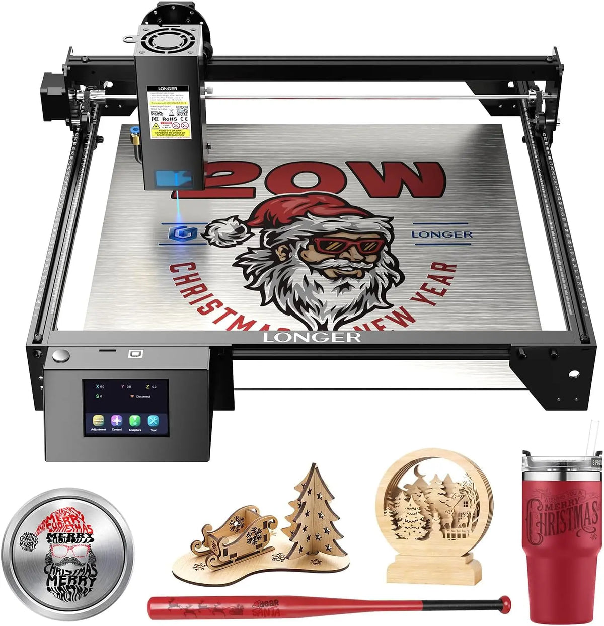 RAY5 20W Laser Engraver, High-Precision Engraving Machine with 3.5" Touch Screen & APP Offline Control, Laser Cutter for Wood, Metal, Acrylic, Glass, Leather, 15.7"x15.7" Working Area