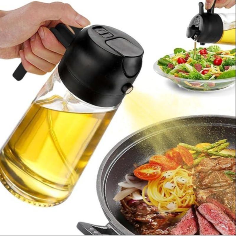 16 oz Glass Oil Spray Bottle, Oil Mister Spray Bottle for Cooking, 2-in-1 Olive Oil Sprayer and Kitchen Cooking Oil Dispenser, Glass Oil Bottle for Kitchen with 470 mL Aroma Mist Spray-and-Pour Design, Home Use Kitchenware, Kitchen Gadgets #GLOBAL...