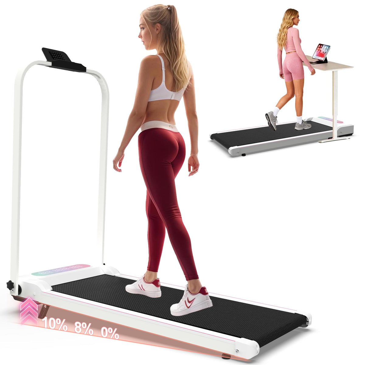 【SAVEYOUR】2-in-1 Folding Under Desk Treadmill Walking Pad, Portable Workout Equipment with Handle, Remote Control & LED Display, Home Gym Equipment for Cardio at Home, Walking/Jogging to Get Your Steps In Home Exercise Equipment Home Fitness Equip...